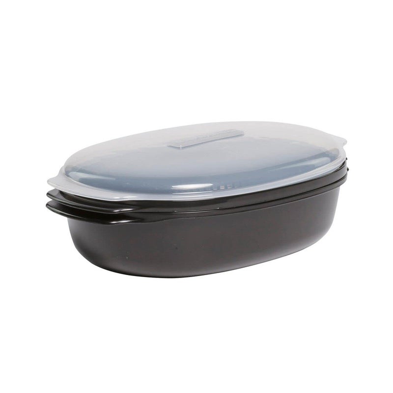 Whirlpool W10660052 Universal Microwave Steamer, 13 3/4" x 8 1/2" x 5 1/4", Black - Image 1